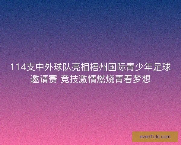 114支中外球队亮相梧州国际青少年足球邀请赛 竞技激情燃烧青春梦想